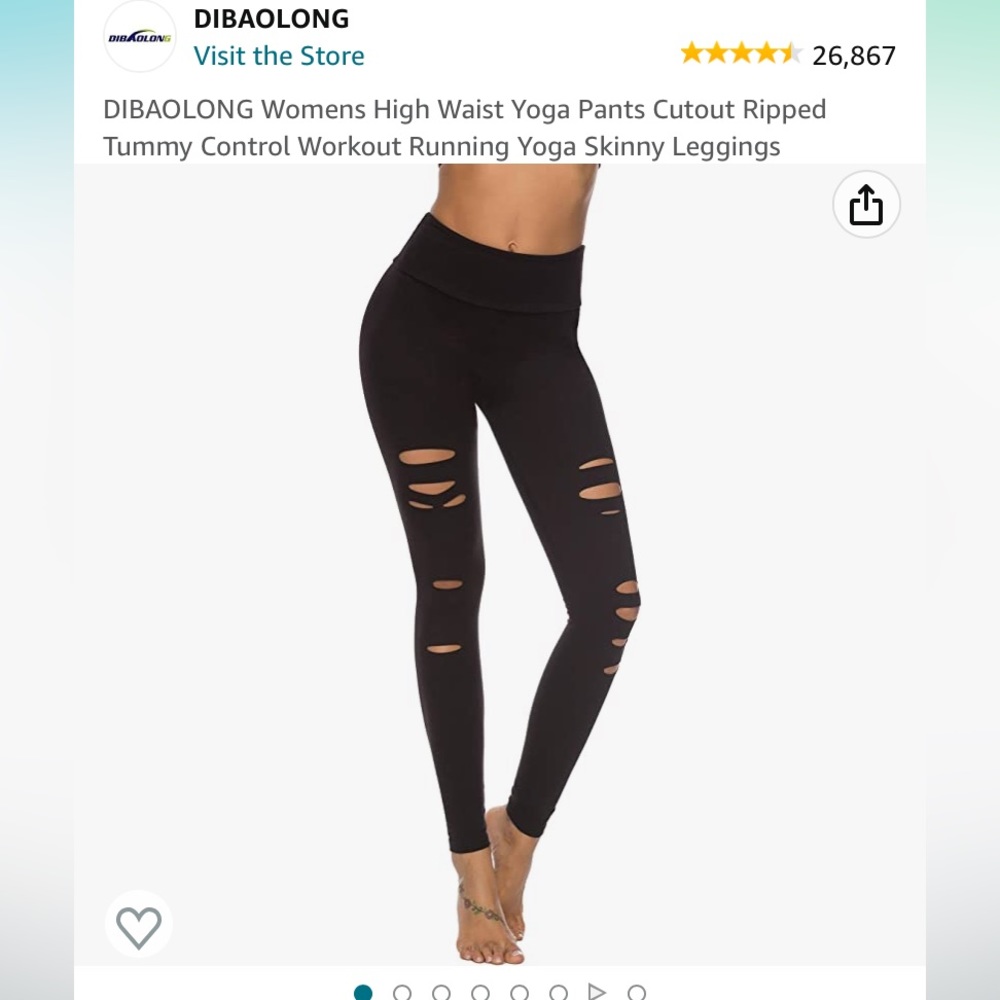 DIBAOLONG | High Waist Yoga Pants | Cutout Ripped |Tummy Control  | XL